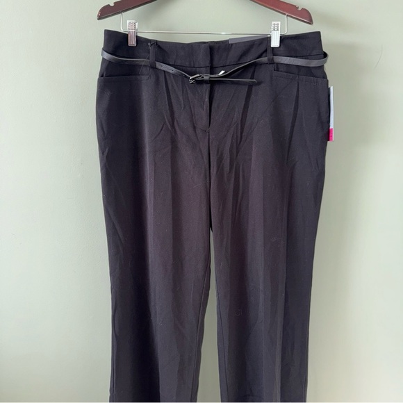 Apt. 9 Pants - NWT Apt 9 Curvy Fit Black Trouser Leg Pants w/ Skinny Belt Flat Front Womens 14